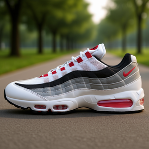 Zapatillas <span class=keywords><strong>Nike</strong></span> Air Max 95 para <span class=keywords><strong>Hombre</strong></span>, <span class=keywords><strong>Blancas</strong></span>, Grises y Negras, Parte Superior de Malla, Suela de Goma, Entresuela de EVA, Amortiguación de Resorte - Product Image 2