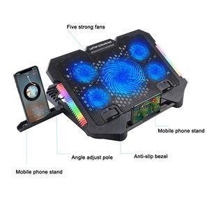 <span class=keywords><strong>Refroidisseur</strong></span> pour ordinateur <span class=keywords><strong>portable</strong></span> de jeu à 5 ventilateurs, affichage numérique, régulation facile de l'air, support de refroidissement pour ordinateur <span class=keywords><strong>portable</strong></span>, support de téléphone <span class=keywords><strong>portable</strong></span>, support en plastique pour ordinateur - Product Image 6