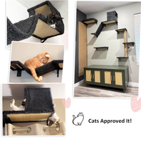 Griffoir mural en bois pour chat, style moderne et épuré, blanc, multifonction, en bois massif et métal, pour les fêtes