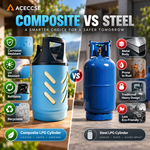 Bouteilles <span class=keywords><strong>de</strong></span> <span class=keywords><strong>gaz</strong></span> GPL composites Zhangshan en HDPE, anti-basculement, résistantes aux UV, rechargeables, recyclables, 11 kg pour la cuisson - Product Image 3