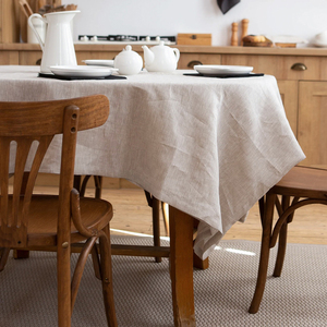 Christmas Wedding Custom Size Color <strong>Table</strong> Cover White <strong>Oval</strong> Beige 100% Pure Linen <strong>Table</strong> <strong>Cloth</strong> with Embroidery - Product Image 3