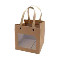 Высокие бумажные коробки для тортов, бумажные пакеты от производителя, роскошная упаковка для торта из крафт-бумаги и подарка с окошком из ПВХ, размер клиента