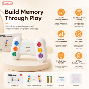 Console de <span class=keywords><strong>jeu</strong></span> éducative portable pour enfants Ready Ship Beiens ZN40, développement cérébral, piles alcalines AAA, 3-6 mois - Product Image 2