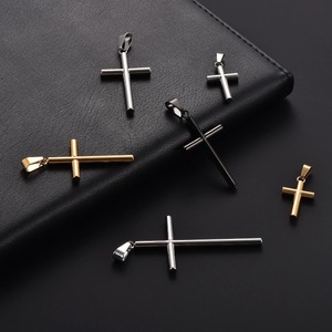 Pendentif croix cylindrique classique en acier inoxydable, 1 pièce, pendentifs croix lisses, charme géométrique simple, bijoux religieux chrétiens - Product Image 6