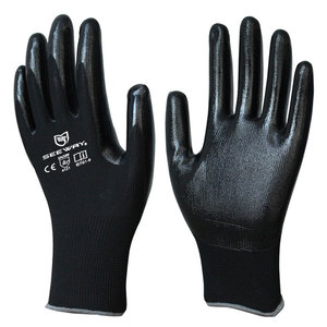 ถุงมือเคลือบไนไตรล์สีดำ Seeway ทนน้ำมัน กันลื่น มาตรฐาน CE <span class=keywords><strong>EN388</strong></span> สำหรับงานซ่อมบำรุงยานยนต์และช่างยนต์ - Product Image 1