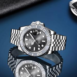 Montre mécanique automatique unisexe PAGANI Design PD-1651, bracelet en acier inoxydable, lunette en céramique convexe, alarme, aiguille de plongée - Product Image 4