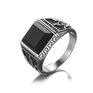 Anillo Masónico Clásico de Acero Inoxidable, Chapado en Oro, con Ágata Negra, Anillo Masónico AG para Hombre, Joyería con Símbolos del Sol y la Luna - Product Image 2