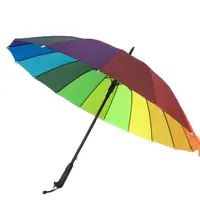 DD818 شعار مخصص 16K التلقائي مفتوحة التقزح اللوني مظلة الغولف يندبروف المظلة طويل مستقيم مقبض مظلة قوس قزح