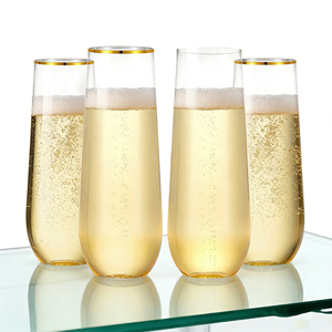 Flûte à champagne en cristal sans plomb de luxe de 9 oz, verre à pied long de haute qualité, <span class=keywords><strong>gobelet</strong></span> en plastique personnalisable pour mariage - Product Image 1