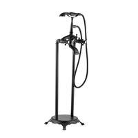 Robinet de baignoire autoportant en titane doré, style rétro, avec mitigeur douche pour baignoire