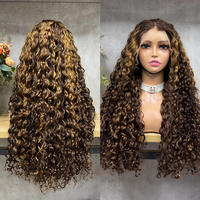 Perruques Water Wave en Cheveux Humains, Lace Front, Sans Colle, Pré-Pluckées, Cheveux de Bébé, 40 Pouces Ultra Longues, Haute Brillance, Noir Naturel pour Femmes, Soyeuses