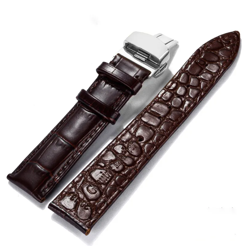 Bracelet de montre personnalisé en cuir véritable, en cuir d'alligator, 19mm, 16mm, 12mm, 24mm, 14mm, 18mm, 20mm, 22mm, 21mm