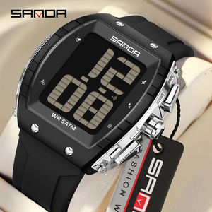 SANDA 6222 Tonneau en forma de estudiante multifuncional ancianos voz sincronización Uhr reloj electrónico Digital resistente al agua para regalos de ancianos - Product Image 3