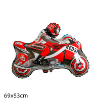 Ballon décoratif Qudoo en film d'aluminium, 1 couleur, motif pneu de moto et casque, thème course de formule, pour le Poisson d'avril