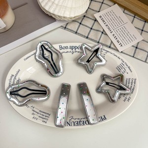 Barrettes à cheveux en cuir PU et tissu Fashion Star pour enfants, usage quotidien, haute qualité, couleur argentée avec motif de dessin animé - Product Image 1