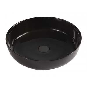 Lavabo en porcelaine noire de 385 mm, fait main, moderne et traditionnel, fin, ovale, modèle 01, pour la maison et l'hôtellerie - Product Image 1