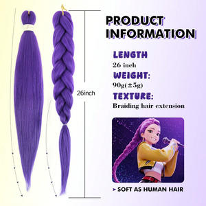 Extensions capillaires synthétiques Futura à tresser, 26 pouces, violettes, lisses, pour femmes, perruque queue de cheval, résistantes à la chaleur, cheveux teints - Product Image 4