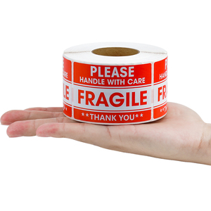 Custom <b>Printed</b> Fragile Warning Labels Handle With Care Glass Breakable Shipping Stickers Strong Adhesive Box Warning Decal - Product Image 3