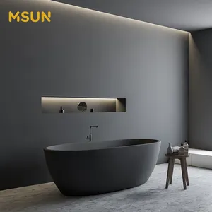MSUN Small Artificial Stone Resin Benutzer definierte Badewanne Ovale Badewanne Dusche Spa Badewannen