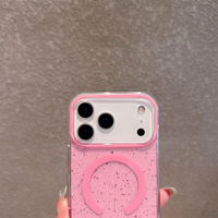 Étui magnétique transparent à paillettes en forme de cœur pour Apple 16 Pro Max, coque de téléphone portable iPhone 14 15 Plus, nouveau modèle 17 Air Cover