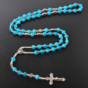 Collier de perles de verre Tespih Tasbih personnalisées 6mm 8mm 10mm perles de chapelet de prière musulman chapelet religieux catholique en argent - Product Image 2