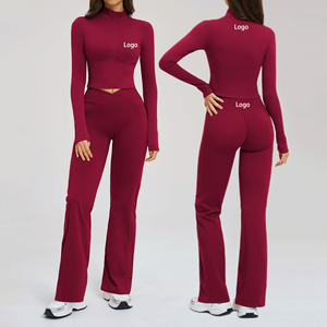 Ensemble de sport et yoga 3 pièces pour femme – Soutien-gorge sexy, veste à manches longues et taille élastique, pantalon taille haute en Spandex/Nylon – Idéal pour l'entraînement et le fitness - Product Image 1