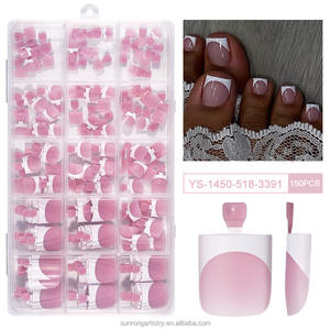 150 <span class=keywords><strong>faux</strong></span> ongles français sans couture, courts, carrés, couleur nude, pointes d'ongles, ongles à presser, ongles artificiels pour les orteils - Product Image 4