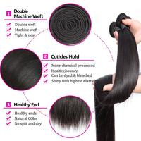 Lots de Cheveux Humains Brésiliens Vierges Remy de Grade 10A, Lisses Comme des Baguettes, Cuticules Alignées, Tissage Double Trame, Couleurs Plus Foncées, Vente en Gros
