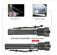 Lampe torche LED tactique XHP70 la plus puissante, rechargeable, haute luminosité, USB, alliage d'aluminium, étanche IP55, 2000 lumens, 2x18650