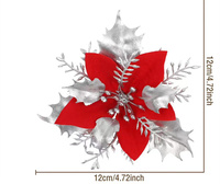 Youlun nouveau Style 12cm maille creuse de noël brillant paillettes velours Poinsettia fleur artificielle pour décorations d'arbre de noël