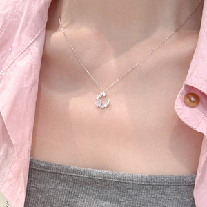 Venta caliente 925 plata esterlina elegante corona Rosa flor circón colgante collares para mujeres - Product Image 5