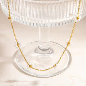 요약 18K 골드 도금 진주 목걸이 유행 도매 고급 진주 꽃 모양 패션 보석 제조 업체 - Product Image 6