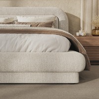 FERLY Cadre de lit rembourré en tissu doux, multi-tailles, mobilier de chambre à coucher, vente chaude
