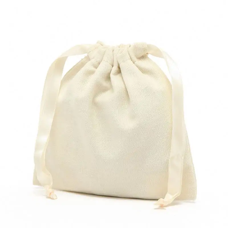 The New Listing Black Drawstr Canvas Small Polyester Sublimation Drawstring Cotton Linen Bag