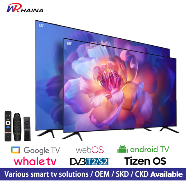 HAINA B2B Special 40 43 50 55 Inch 2k LED TV Frameless 65 75 85 Inch HDR 4K QLED Tvs with Google Assistant and WiFi 6