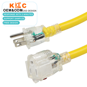 สายต่อพ่วงแบบทนทานต่อสภาพอากาศ 12AWG SJTW ปลั๊ก 3 ขาแบบมีสายดินพร้อมไฟแสดงสถานะ 15A 125V สำหรับโรงงาน/โรงรถ - Product Image 1
