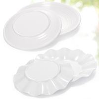 Assiette blanche en mélamine, plateau créatif à bord festonné, plateau de service pour hôtel, vaisselle commerciale, restaurants, fabrication chinoise