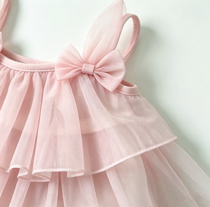 Vestido de Gasa con Capas <span class=keywords><strong>para</strong></span> Bebé Niña, Ideal <span class=keywords><strong>para</strong></span> Bautizo, Primera Comunión, Primer Cumpleaños, Color Sólido, Verano, 0-3 Años - Product Image 3