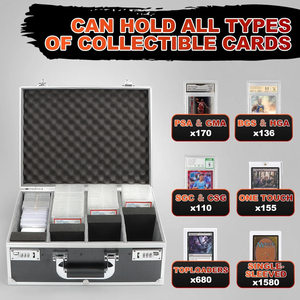 Boîte de rangement pour plus de 170 cartes classées, 4 compartiments, étui pour cartes de sport avec serrure à code, étui de rangement pour cartes à collectionner à 4 rangées - Product Image 2