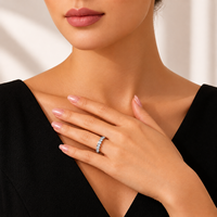 Bague de mariage demi-éternité en argent 925 avec moissanite blanche taille brillant originale, testée au diamant, pour femme, bijoux fins