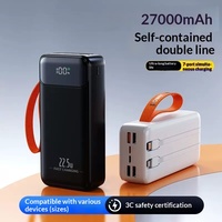 Grosir Pabrik Power Bank Plastik 22.5W Pengisian Daya Super Cepat 20000mAh Kapasitas Ultra Tinggi Kabel Terintegrasi Multi-Port
