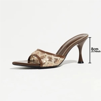 Nouvelles Chaussures de Soirée Marron Tendance 2026, Mules à Talons Ornées de Paillettes Scintillantes pour Femme, Élégantes Sandales de Fête