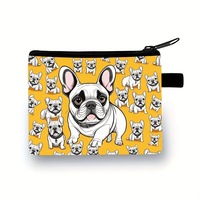 Monederos de mezclilla con diseño de animales de dibujos animados, bolsas de almacenamiento multiusos con cremallera