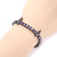 Bracelet à pointes en or rose et CZ rose, bijoux de mode scintillants pour femmes, cadeau de fête, chaîne en cristal glacé, accessoire de luxe