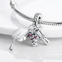 Nouveauté 2025 : Breloques Perles en Argent Sterling 925, Cœur Rose Lumineux, Pendentifs Plaqué Platine, Bijoux Classiques DIY pour Enfants