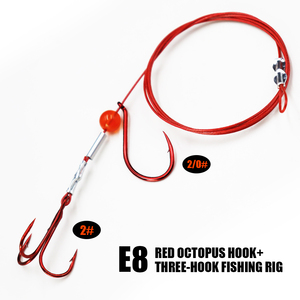 Costom Logo Biển Câu Cá Sống Mồi Giàn Với 7 Sợi Dây Thép Dày Màu Đỏ Bạch Tuộc Móc Và Móc Treble Xoay Câu Cá Giải Quyết - Product Image 2