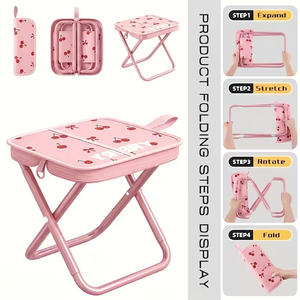 เก้าอี้พับได้แบบพกพาสำหรับตั้งแคมป์กลางแจ้ง ยี่ห้อ US Stock รุ่น Cherry  ผลิตจากผ้า Oxford 4D ทนทาน โครงโลหะ น้ำหนักเบา เหมาะสำหรับตกปลา - Product Image 5