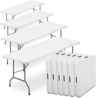 Ensemble Table de Jardin Rectangulaire Pliable en Plastique Blanc et Chaises Robuste 6ft 8ft pour 10 Personnes en Gros