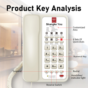 Fabricante Precio bajo Hotel Habitación Teléfono Botón grande Teléfono <span class=keywords><strong>fijo</strong></span> analógico Hotel Teléfono con LOGO FICAN605 - Product Image 3