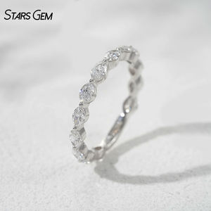Bague unisexe vintage StarsGem en or massif 18 carats avec diamant de laboratoire DEF taille marquise 2,5*4 mm (1,23 carats au total) plaqué rhodium - Product Image 2